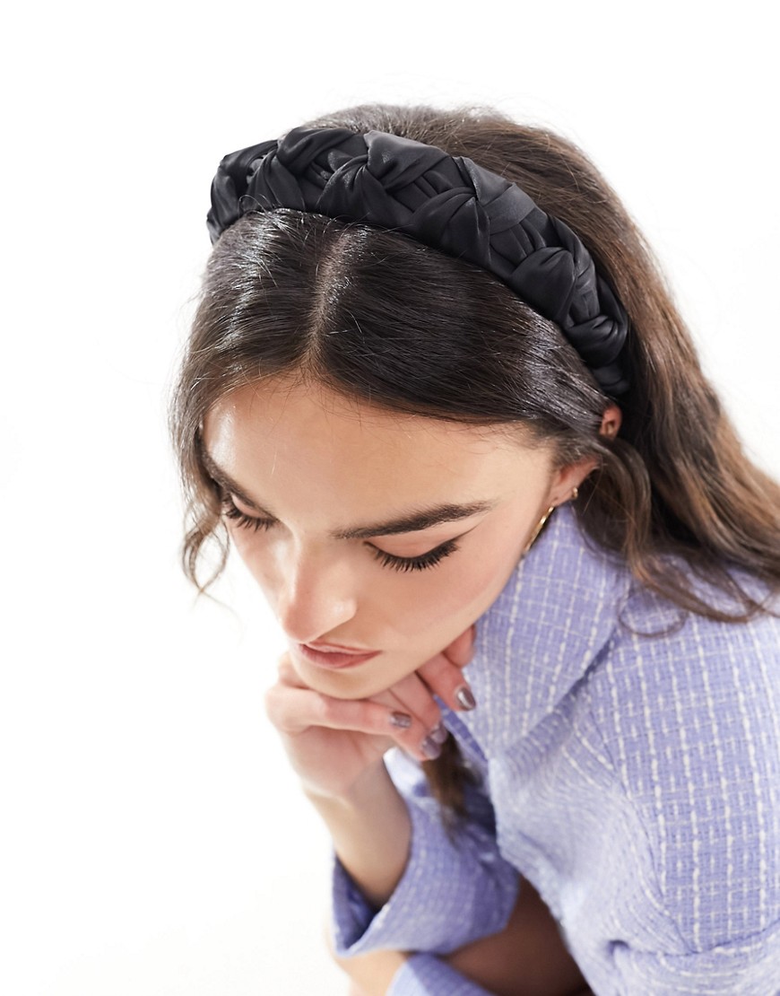 & Other Stories satin knotted headband in black
