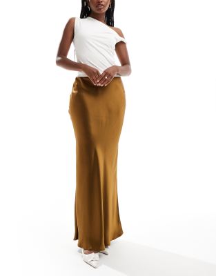 & Other Stories & Other Stories satin maxi skirt in brown