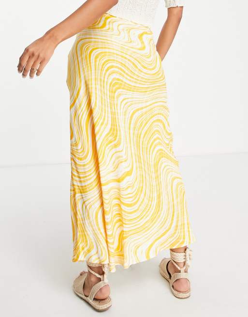 Whistles satin outlet pleated skirt yellow