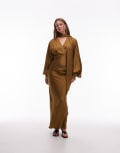 [Other Stories] & Other Stories satin midaxi dress with deep v-neck and detachable scarf in brown 40 Mocha Brown
