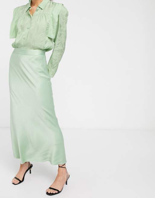 Mint green 2025 midi skirt