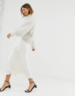 asos white midi skirt