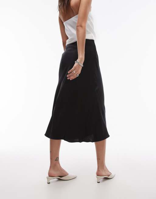 & Other Stories satin midi skirt with panel detail in black, 5 of 5