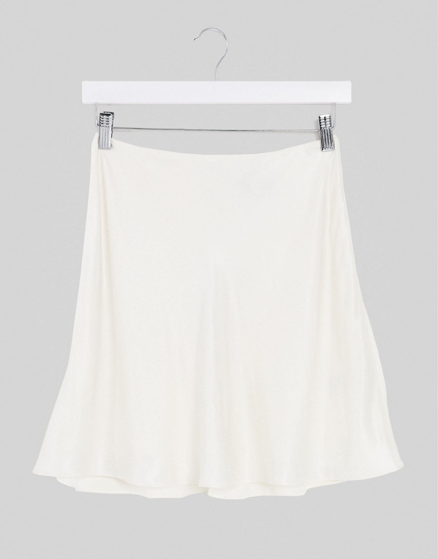 & Other Stories satin mini skirt in off white-Cream