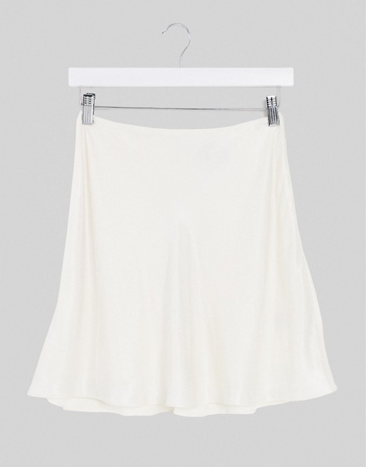 & Other Stories satin mini skirt in off white