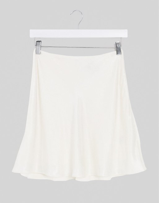 White satin shop a line skirt