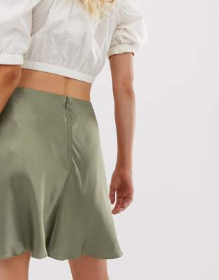 & Other Stories satin mini skirt in sage green