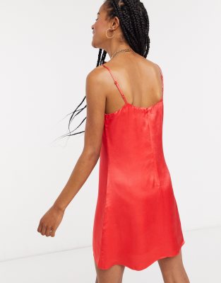 red slip mini dress