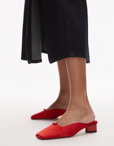 & Other Stories satin mule heeled pump in red - view 1