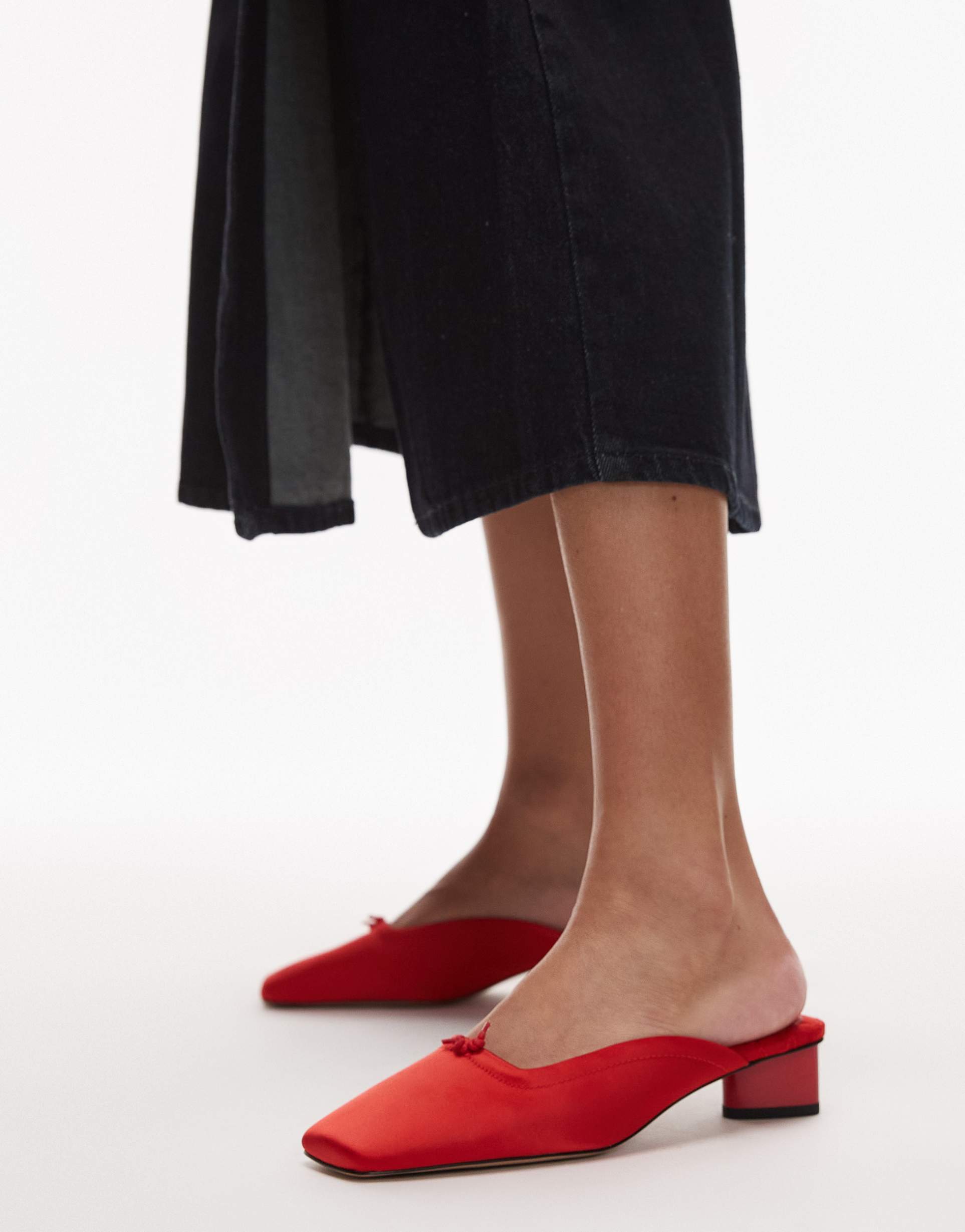 & other stories satin mule heeled pump in red