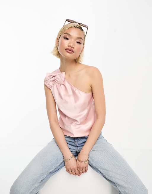 Pink one shoulder discount top