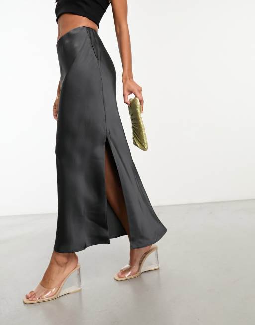 Satin wrap maxi shop skirt other stories