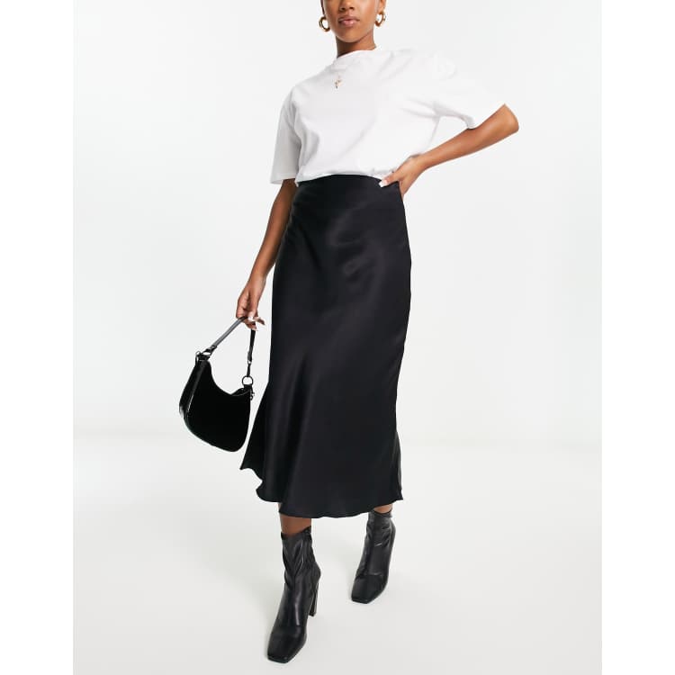 Satin slip sale skirt black