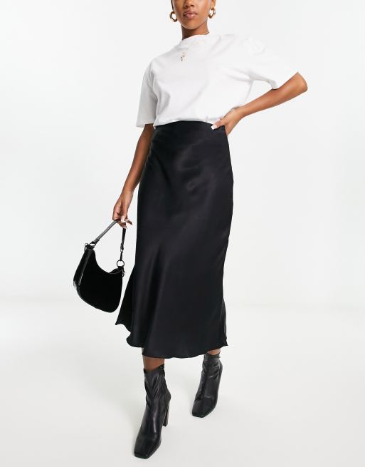  Other Stories satin slip midi skirt in black