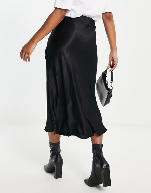  Other Stories satin slip midi skirt in black