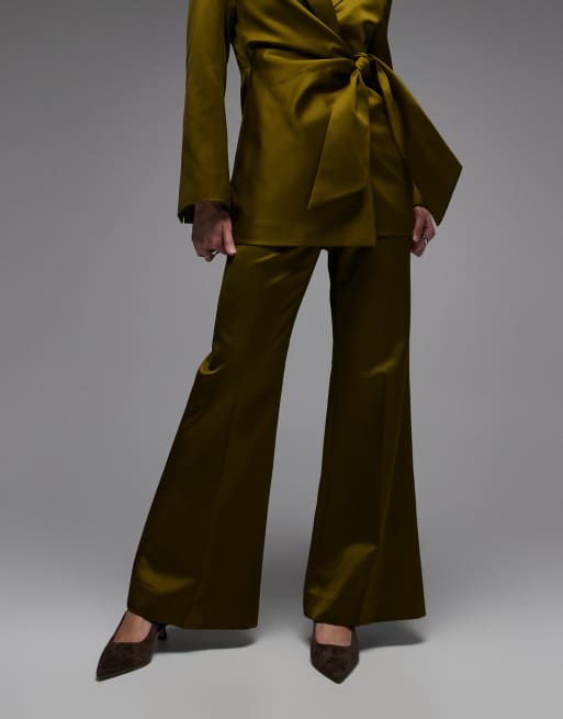 & Other Stories satin tailored pants in olive (part of a set), 2 of 5
