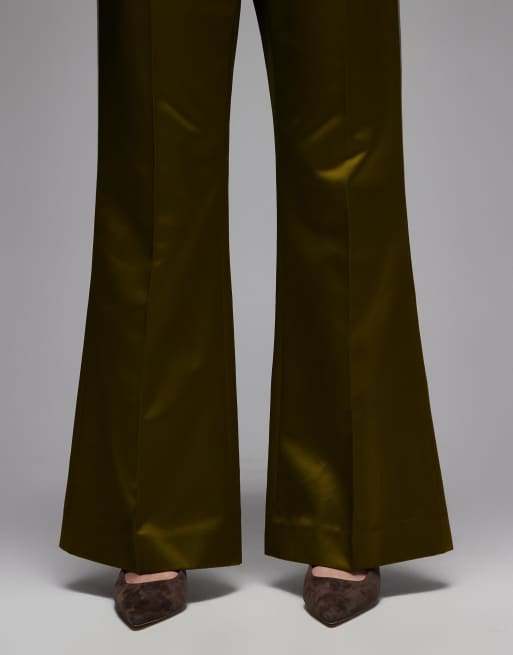 & Other Stories satin tailored pants in olive (part of a set), 3 of 5