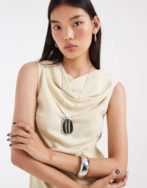 & Other Stories scarf neck midi dress in cream, 4 of 4