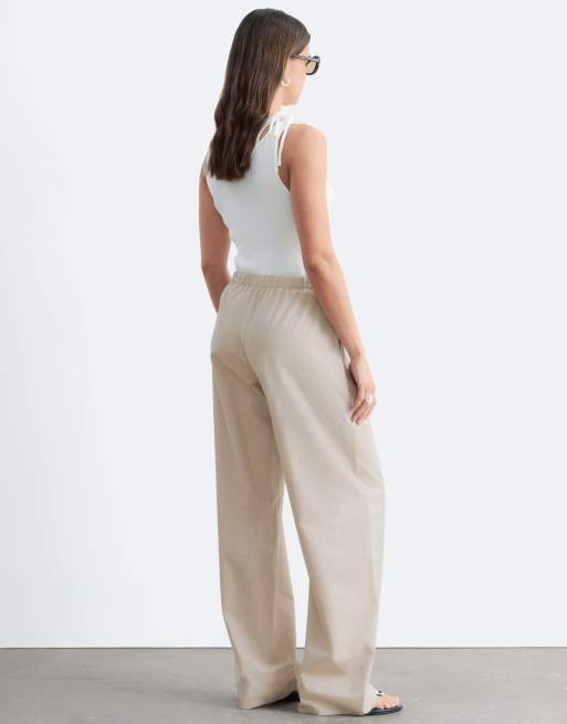 & Other Stories – Schlupfhose aus Baumwolle in Beige mit weitem Bein, 3 von 4