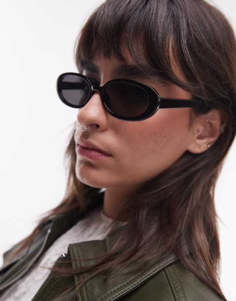 & Other Stories – Schmale Sonnenbrille mit ovalem Gestell in Schwarz - view 1