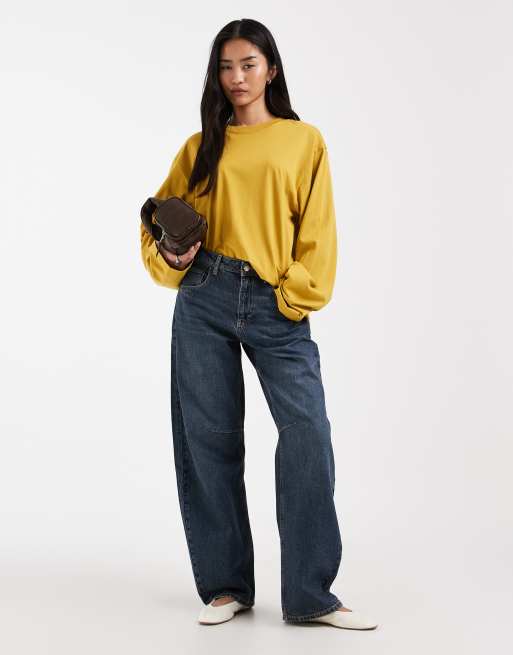 & Other Stories – Schweres, langärmliges Oversize-Shirt in leuchtendem Gelb mit weiten Ärmeln, 2 von 4