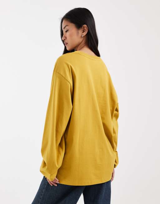 & Other Stories – Schweres, langärmliges Oversize-Shirt in leuchtendem Gelb mit weiten Ärmeln, 4 von 4