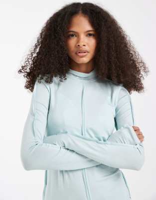 & Other Stories seam detail high neck top in dusty blue