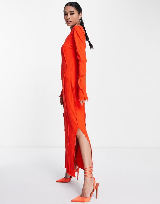 & Other Stories seam detail midi dress in red, 2 of 4