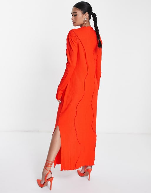 & Other Stories seam detail midi dress in red, 3 of 4