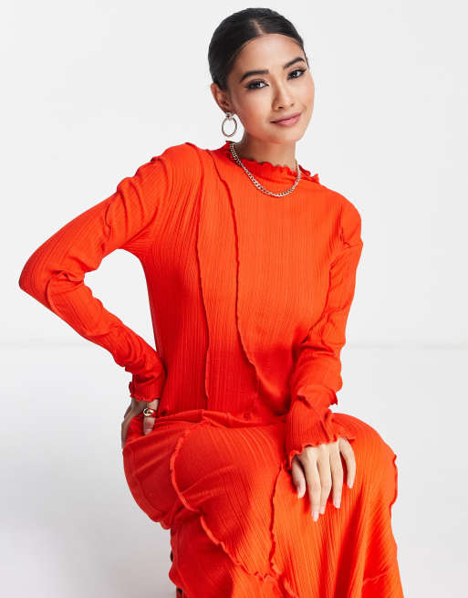 & Other Stories seam detail midi dress in red, 4 of 4