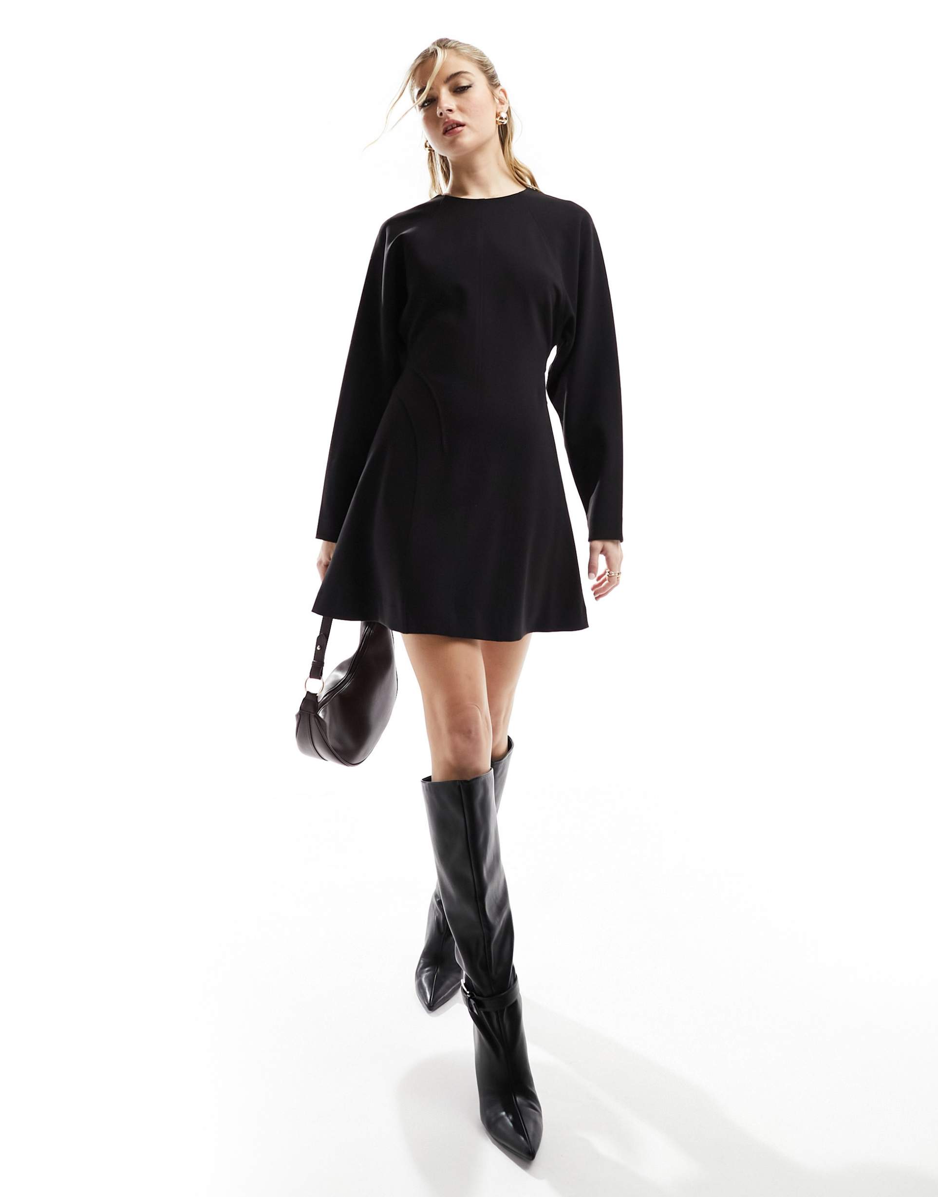 & other stories seam detail mini dress in black