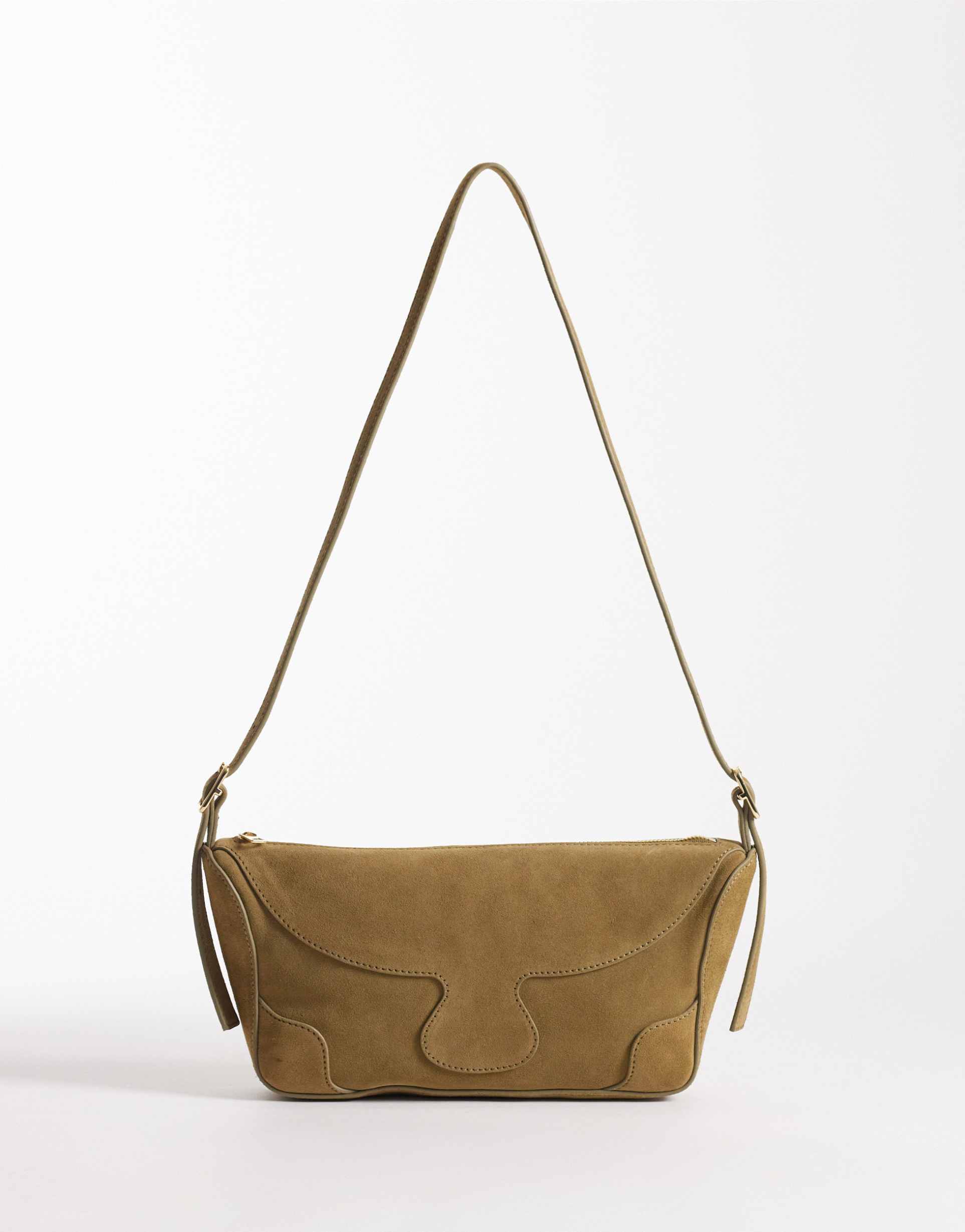 & other stories seam detailing leather cross body purse in beige