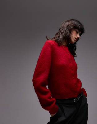 & Other Stories - Sehr weiche, flauschige Strickjacke aus Mohair- und Wollmischung in Rot