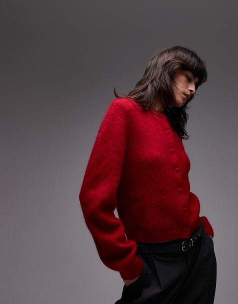 & Other Stories – Sehr weiche, flauschige Strickjacke aus Mohair- und Wollmischung in Rot - view 1