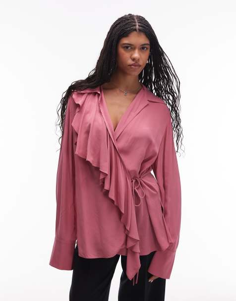 & Other Stories - Semi sheet - Blouse with asymmetrische ruches in granaatappel-roze - view 1