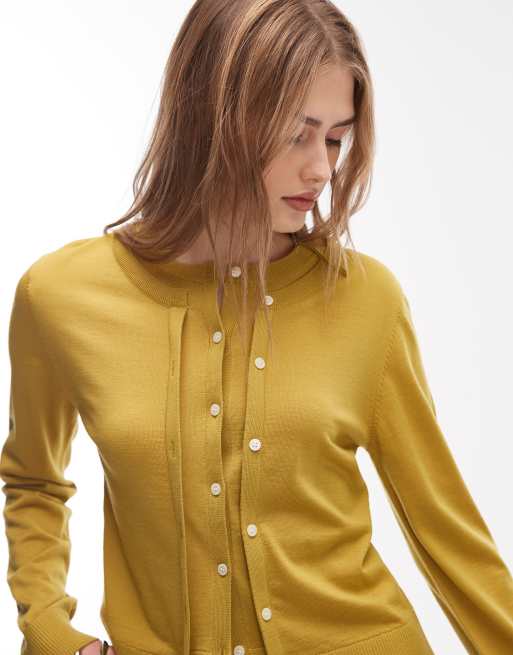 & Other Stories - Sennepsgul cardigan med dobbelt design i ren uld, 3 af 4