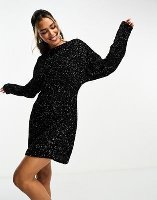 & Other Stories sequin mini dress in black