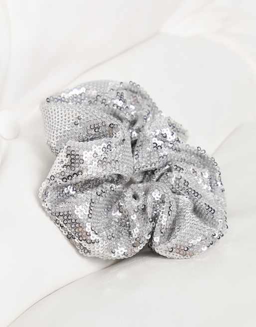 & Other Stories sequin scrunchie in silver, 3 of 4