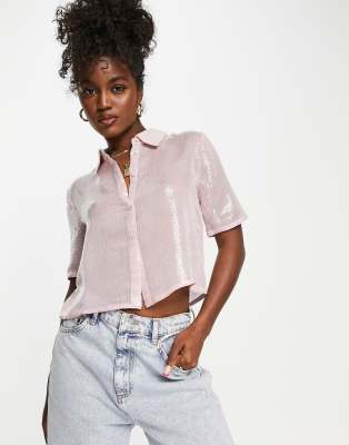 & Other Stories sequin shirt in pink