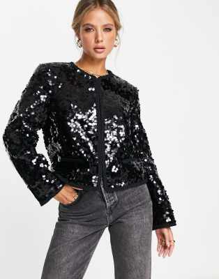 & Other Stories sequin statement jacket in black