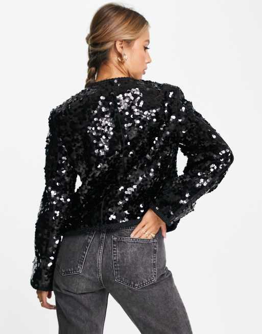 Black sequin hot sale jacket asda