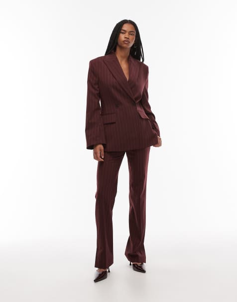 & Other Stories set wool in wine pinstripes - view 1