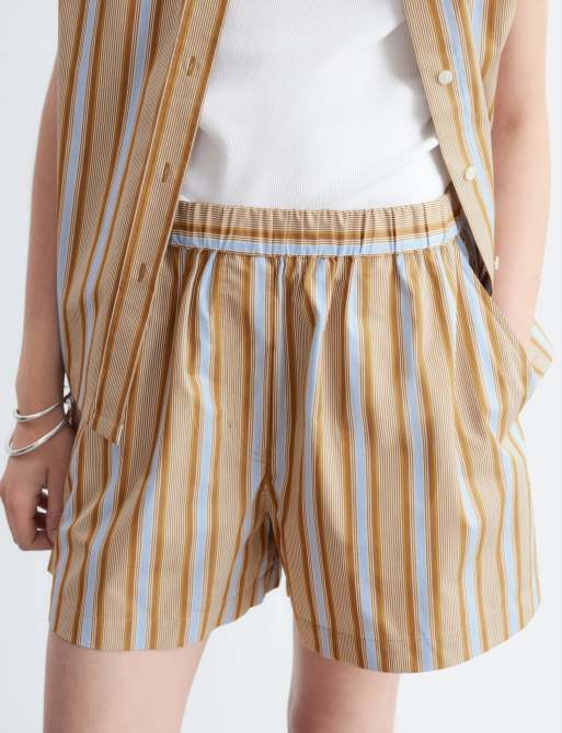 & Other Stories setshorts i brun och blå rand, 4 av 4