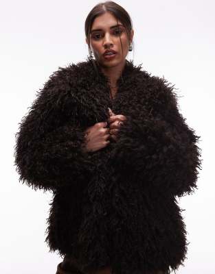 & Other Stories Shaggy Faux Fur Jacket In Animal Print