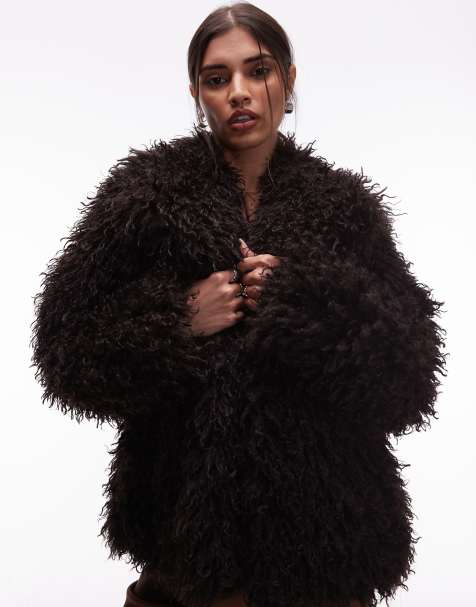 & Other Stories shaggy faux fur jacket in brown - view 1