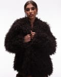 [Other Stories] & Other Stories shaggy faux fur jacket in brown M BROWN