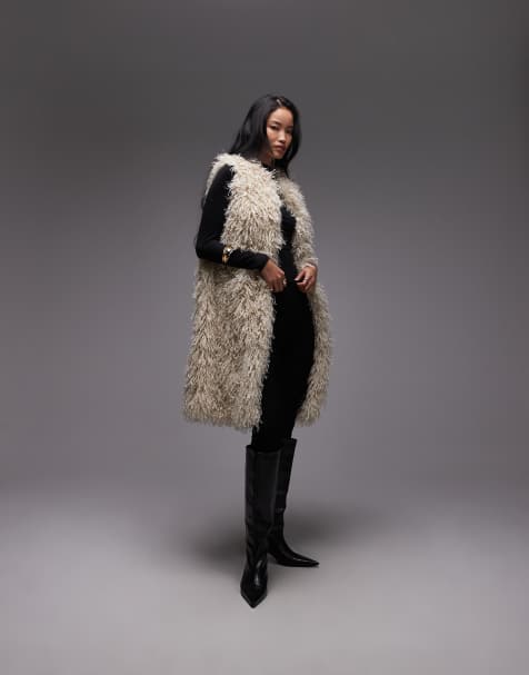 & Other Stories shaggy faux fur longline vest in off white - view 1