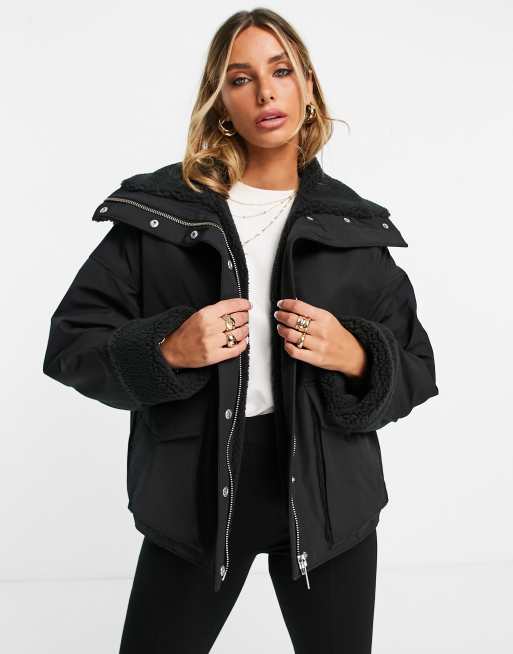 & Other Stories shearling jacket in black | ASOS