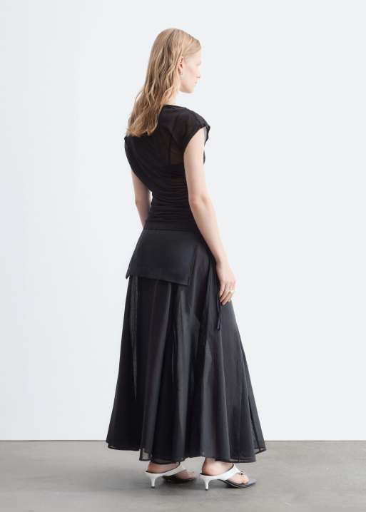 & Other Stories sheer asymmetric ruched one shoulder top in black, 5 of 5
