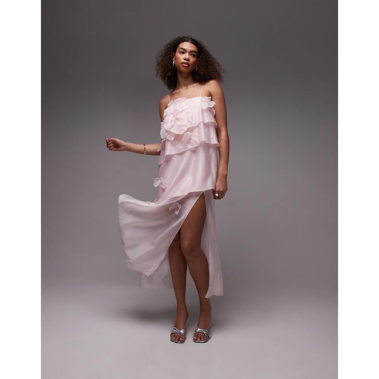 & Other Stories sheer chiffon maxi dress with layers and flower